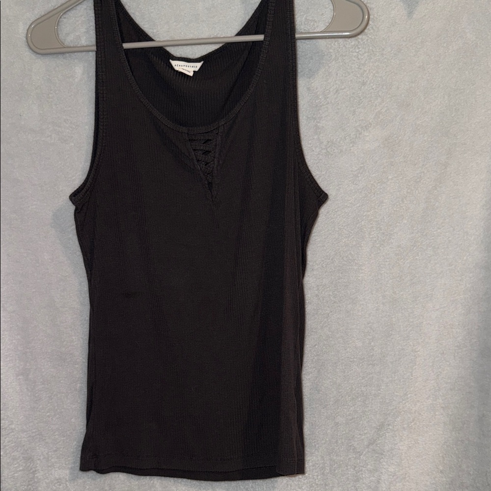 Aeropostale Black Lace-Up Tank Top